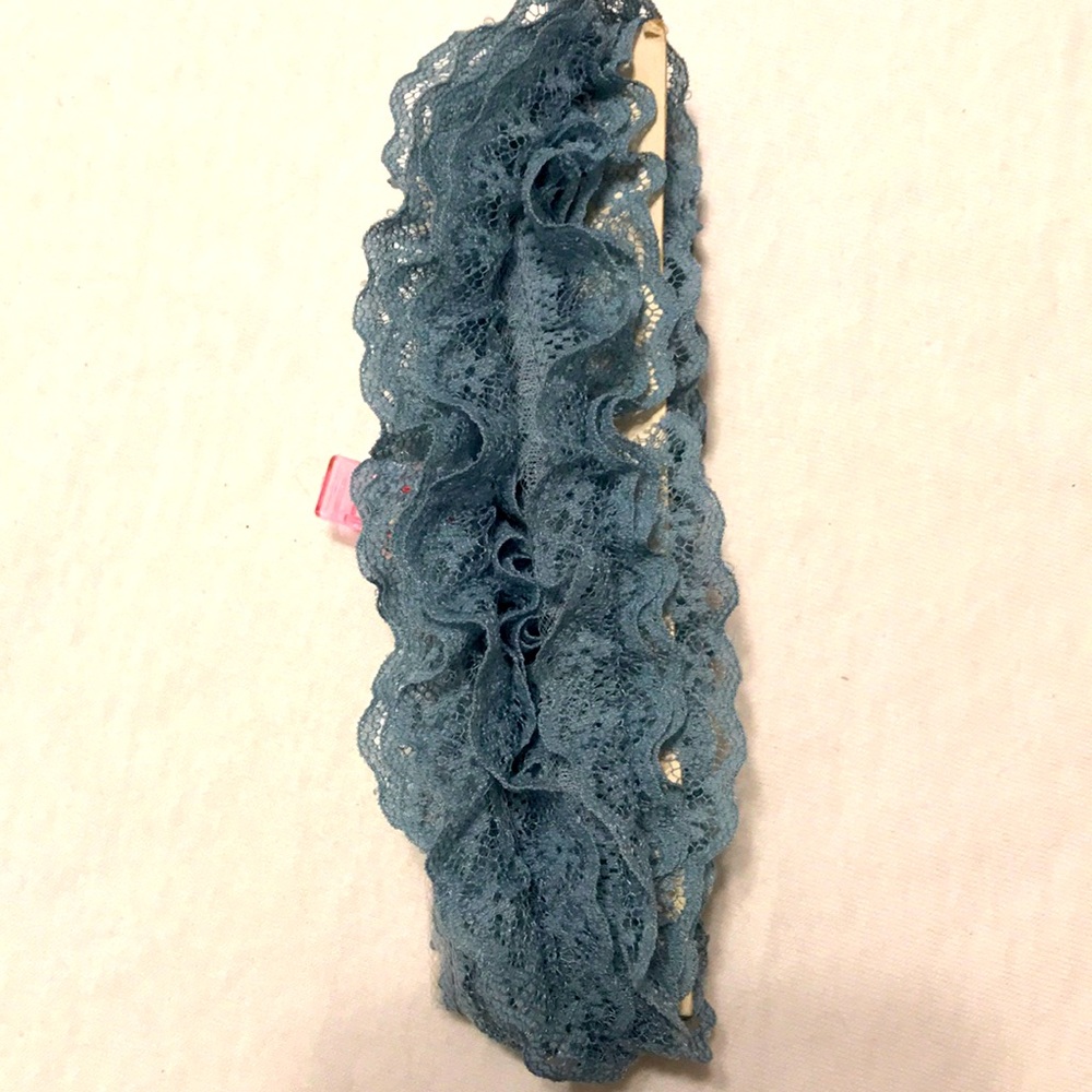 Vintage periwinkle ruffled lace 4 yards X 7/8 inch. Hand Crafted $8.